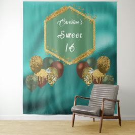 Sweet 16 Green Glitzer & Glitzer Party Balloons Wandteppich