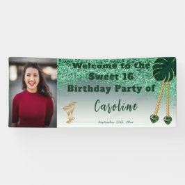 Sweet 16 Green Glitzer, Heart Gems & Foto Banner