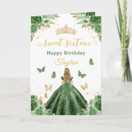 Sweet 16 Green Princess Blonde Girl Karte