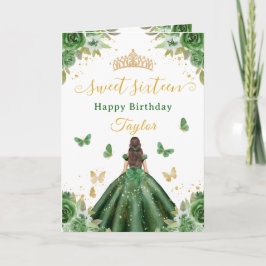 Sweet 16 Green Princess Brunette Girl Karte