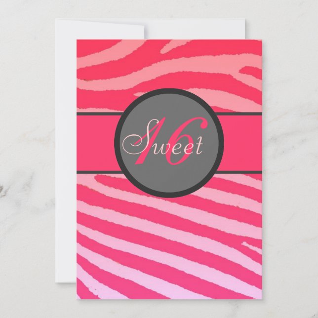 Sweet 16 hellrosa Zebrastreifen Geburtstag lädt ei Einladung (Vorderseite)