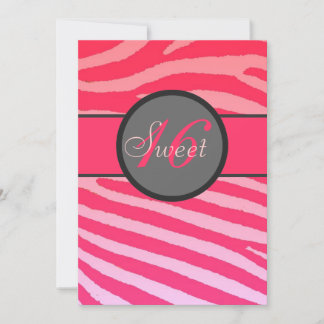Sweet 16 hellrosa Zebrastreifen Geburtstag lädt ei Einladung