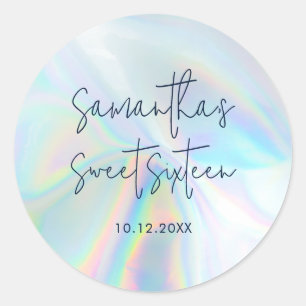 Sweet 16 Holographic 16. Birthday Gefallen Runder Aufkleber