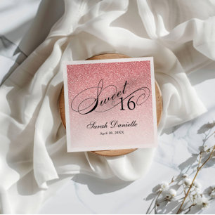 Sweet 16 Hübsch Pink Glitzer Glam Personalisiert Serviette