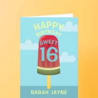 Sweet 16 Ice Cream Popsicle Birthday Card