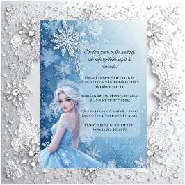 Sweet 16 Icy Blue Silver Winter Personalized Photo Einladung