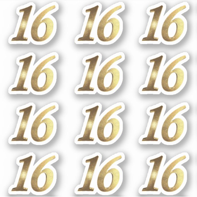 Sweet 16 Imitate Gold 16 Jahre Aufkleber (Vorderseite)