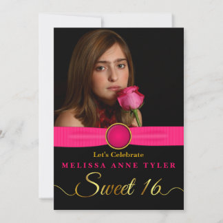 Sweet 16 Imitate Jewel und Ribbon Foto Einladung
