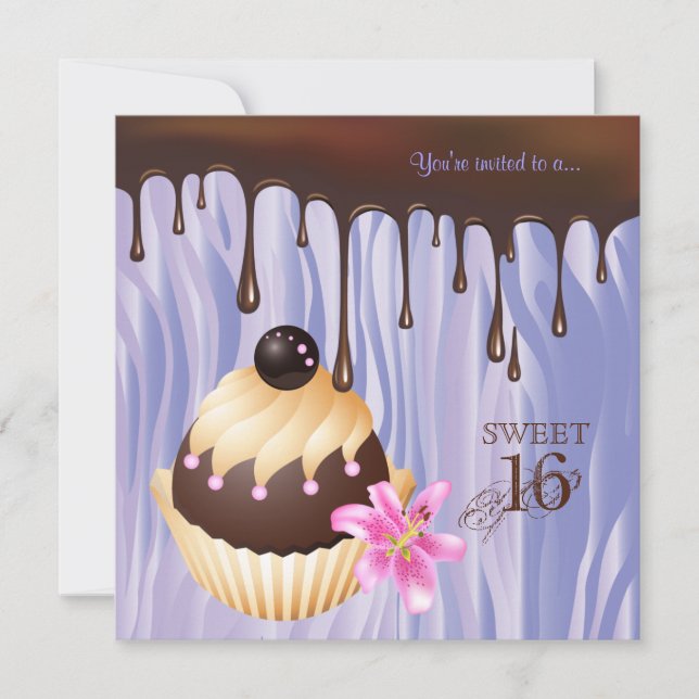 Sweet 16 Invitation Chocolat Cupcake Purple (Devant)