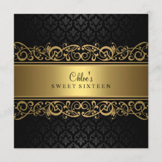 Sweet 16 | Invitation en damas or et noir