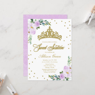 Sweet 16 Invitation Or Tiara Lavender Floral