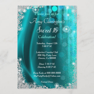 Sweet 16 Invitation Turquoise et diamants