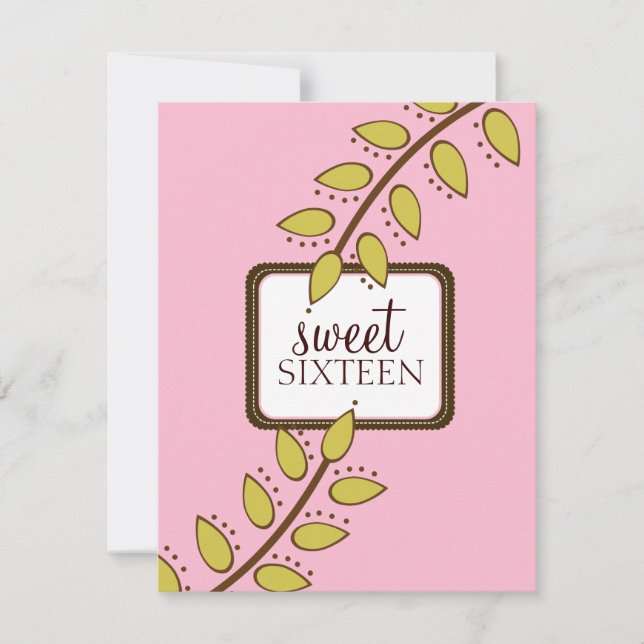 Sweet 16 Invitations de fête d'anniversaire {Boho  (Devant)