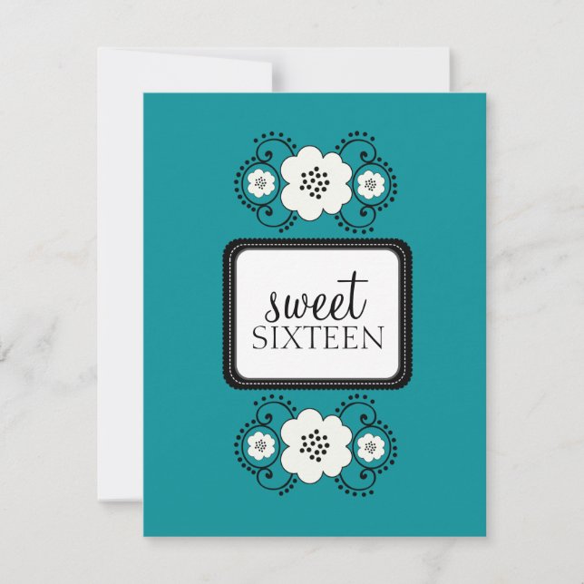 Sweet 16 Invitations de fête d'anniversaire {Boho  (Devant)