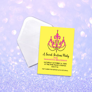 Sweet 16 Invitations de fête d'anniversaire (Jaune