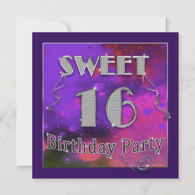 Sweet 16 Invitations de fête d'anniversaire - Mujl (Devant)