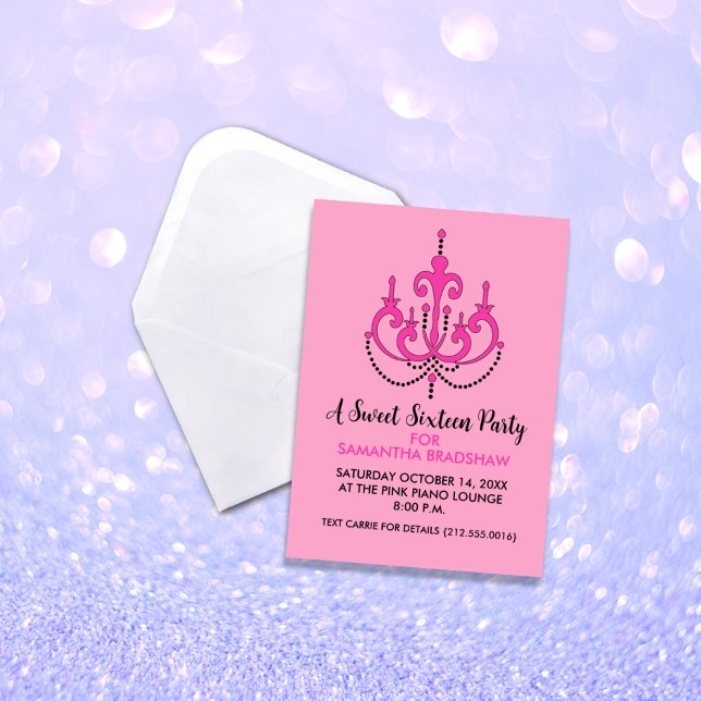 Sweet 16 Invitations de fête d'anniversaire (rose) (Créateur téléchargé)