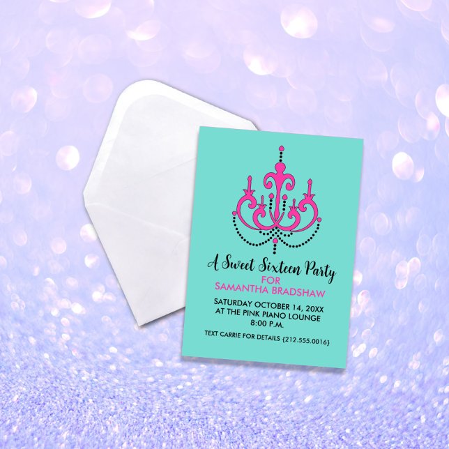 Sweet 16 Invitations de fête d'anniversaire (Turqu (Créateur téléchargé)
