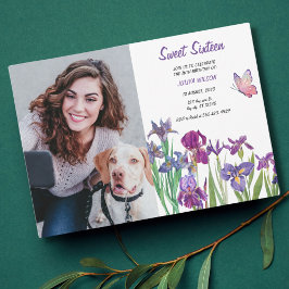 Sweet 16 Iris Blume Foto Geburtstag Einladung