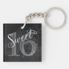 Sweet 16 Karkohle Grau und Silber Keepake Schlüsselanhänger