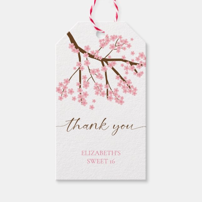 Sweet 16 Kirschblüten Geburtstagsblumenblüte Geschenkanhänger (Vorderseite)