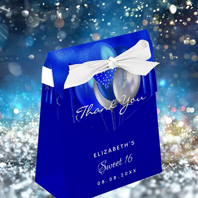 Sweet 16 königsblaue Ballons danke Geschenkschachtel (Von Creator hochgeladen)