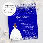 Sweet 16 königsblaue Kleidung Einladung Flyer<br><div class="desc">Bitte beachten Sie, dass diese Einladung auf Flyer Papier und sehr dünn ist. Umschläge sind nicht enthalten. Für dickere Einladungen (gleiche Gestaltung) besuchen Sie bitte unseren Shop. Eine moderne, stilvolle und glamouröse Einladung zu einer Sweet 16. Geburtstagsfeier. Ein königsblauer Hintergrund mit Imitaten Glitzer Staub, ein Mädchen mit einem Kugelkrug. Der...</div>