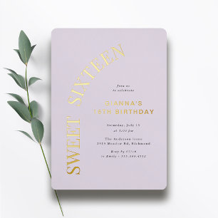 Sweet 16 Lavendel Purpur & Gold Mädchen-Geburtst Folieneinladung