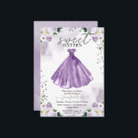Sweet 16 Lila Aquarellfarben Blume Kleid Einladung<br><div class="desc">Adorable, lila Blumen, 16 . Geburtstag Geburtstagsparty Einladungen. Einfach mit Ihren Daten personalisieren. Bitte kontaktieren Sie mich per Chat, wenn Sie Fragen zum Kunstwerk haben oder eine Anpassung benötigen. Karo der Auflistung für weitere Elemente. BITTE BEACHTEN SIE: Für Unterstützung bei Bestellungen, Versand, Produktinformationen usw. wenden Sie sich direkt an den...</div>