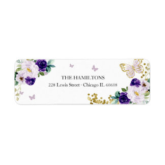 Sweet 16 Lila Gold Floral Butterfly