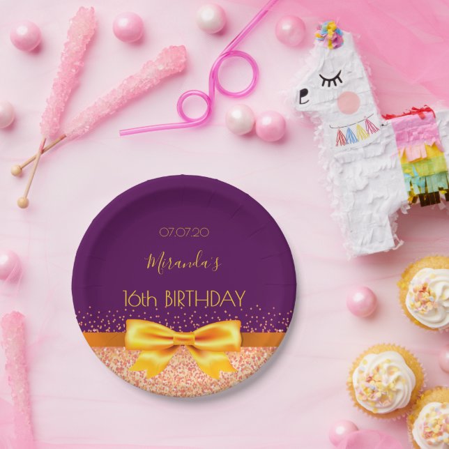 Sweet 16 lila Goldbug Pappteller (Party)