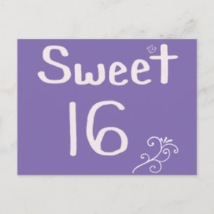 Sweet 16 Lila Postkarte