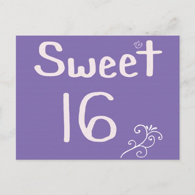 Sweet 16 Lila Postkarte (Vorderseite)