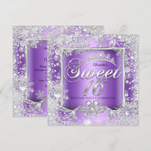 Sweet 16 Lila Silver Tiara Winter Wonderland Einladung