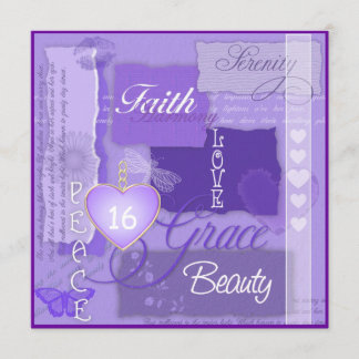 SWEET 16 LILA Vintage Bio Einladung