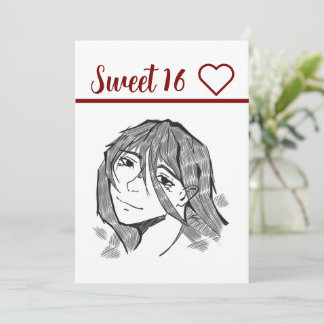 Sweet 16 lineart einladung
