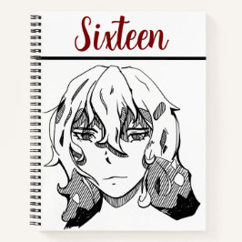 Sweet 16 lineart, happy birthday notizbuch
