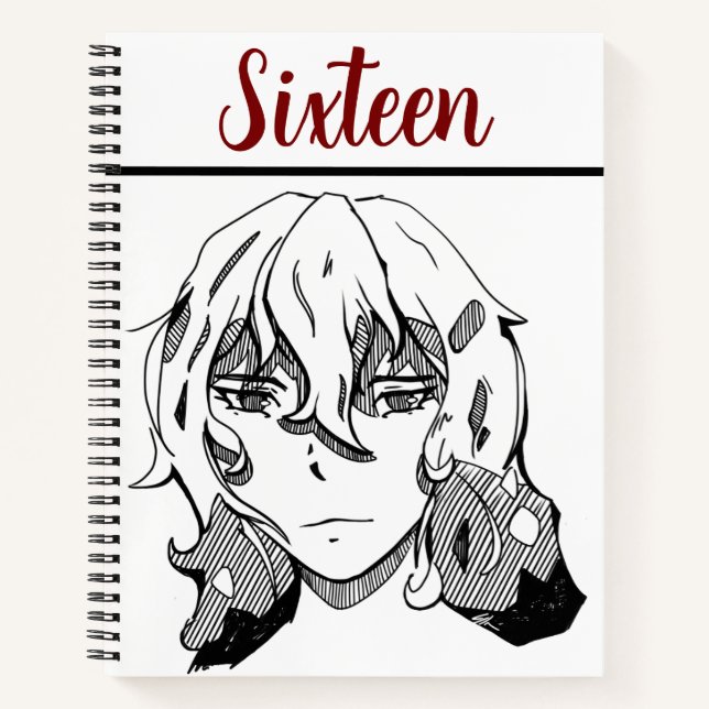 Sweet 16 lineart, happy birthday notizbuch (Vorderseite)