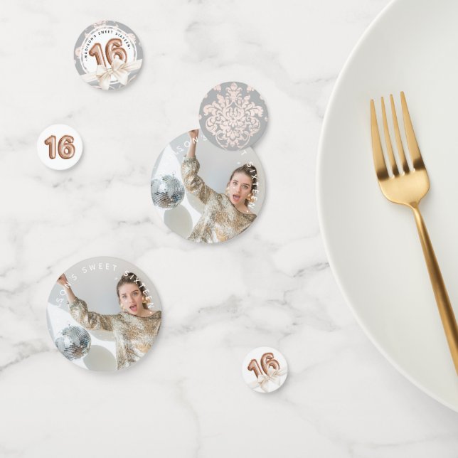 Sweet 16 Luxury Rose Gold Balloons Foto Konfetti (Gruppe)