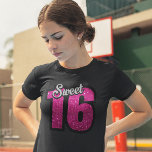 SWEET 16 MÄDCHEN BIRTHDAY PINK IMITATE GLITZER T - T-Shirt<br><div class="desc">16 GEBURTSTAGLICHE T-SHIRTS UND HOODIES</div>