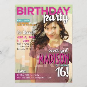 Sweet 16 Magazine Couverture Invitation d'annivers