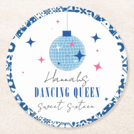 Sweet 16 mamma mia Dancing Queen greek disco Runder Pappuntersetzer