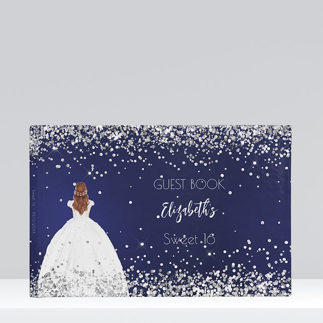 Sweet 16 marineblaue Kleidung Glitzer Party Gästebuch (Von Creator hochgeladen)