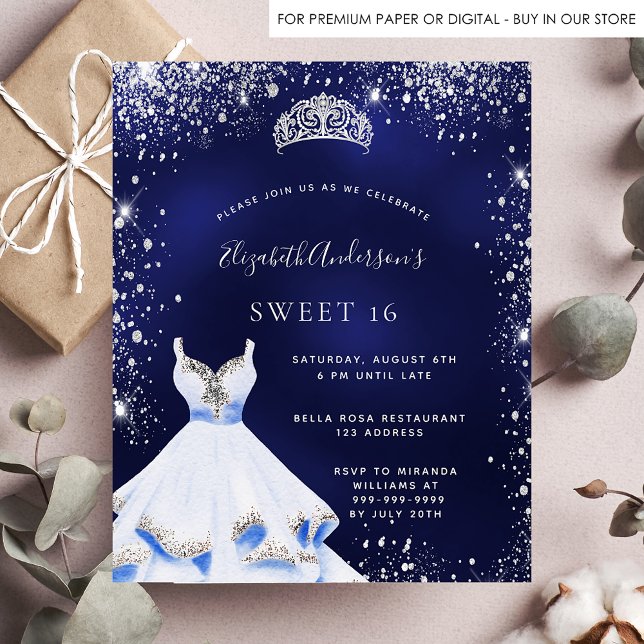 Sweet 16 marineblaue silberne Kleid tiara Budget Flyer (Von Creator hochgeladen)