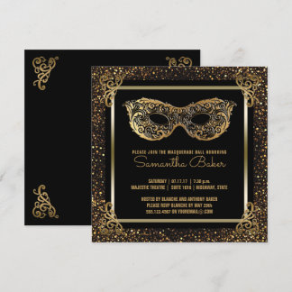 Sweet 16 Masquerade Party | 16 . Geburtstag Gold Einladung