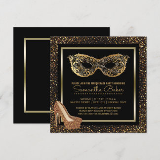 Sweet 16 Masquerade Party | Gold 16 . Geburtstag Einladung