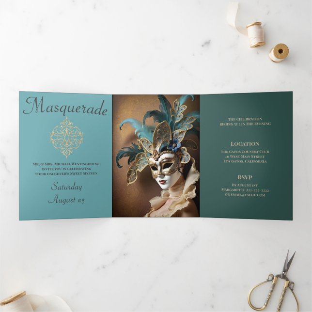 Sweet 16 Masquerade Party Invitation (Intérieur)