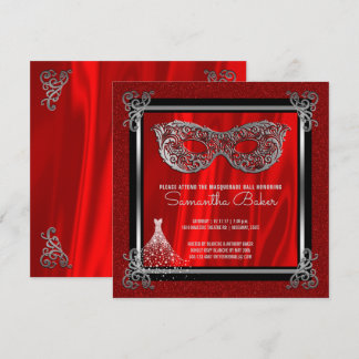 Sweet 16 Masquerade| Roter 16 . Geburtstag Geburts Einladung