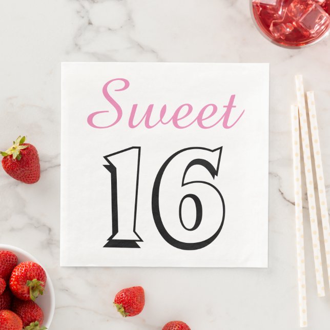 Sweet 16 Modern Chic Pink Birthday Party Paper Serviette (Beispiel)
