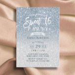 Sweet 16 Modern Dusty Blue & Silver Ombre Einladung<br><div class="desc">Sweet 16 Moderne Dusty Blue & Silver Glitzer Geburtstagseinladungen.</div>
